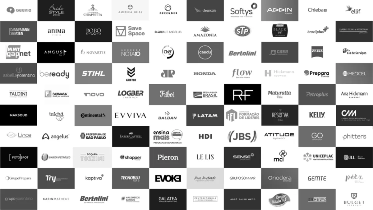 Logos de clientes e mentorados da SONNE - mais de 100 empresas e marcas